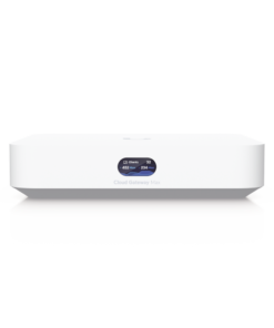 Alternative view of UniFi Cloud Gateway, Router multiWAN para balanceo/failover / Integra UniFi Network para administrar hasta 30 dispositivos UniFi, (1) puerto WAN 1/2.5 GbE y (4) puertos LAN GbE