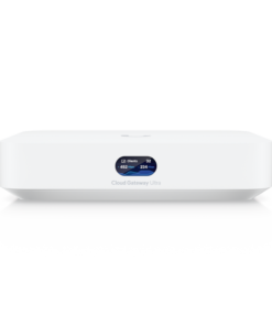 Alternative view of UniFi Cloud Gateway, Router multiWAN para balanceo/failover / Integra UniFi Network para administrar hasta 30 dispositivos UniFi, (1) puerto WAN 1/2.5 GbE y (4) puertos LAN GbE
