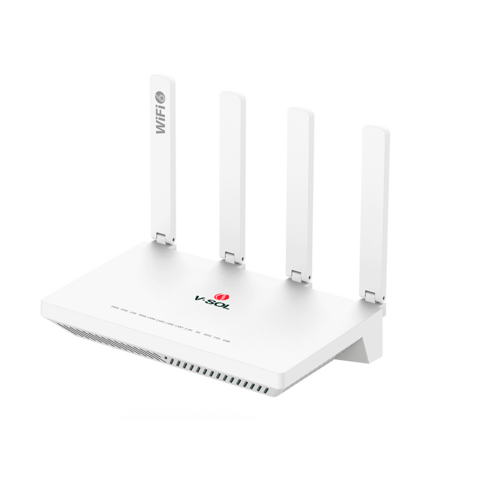 ONU GPON/EPON con Wi-Fi 6 AX1500 / Wi-Fi Doble banda 2.4 y 5 GHz / 4 Puertos Gigabit / Puerto PON SC/UPC, Hasta 1500 Mbps con Antena plegable de 180° 1 ONU GPON/EPON con Wi-Fi 6 AX1500 / Wi-Fi Doble banda 2.4 y 5 GHz / 4 Puertos Gigabit / Puerto PON SC/UPC, Hasta 1500 Mbps con Antena plegable de 180°