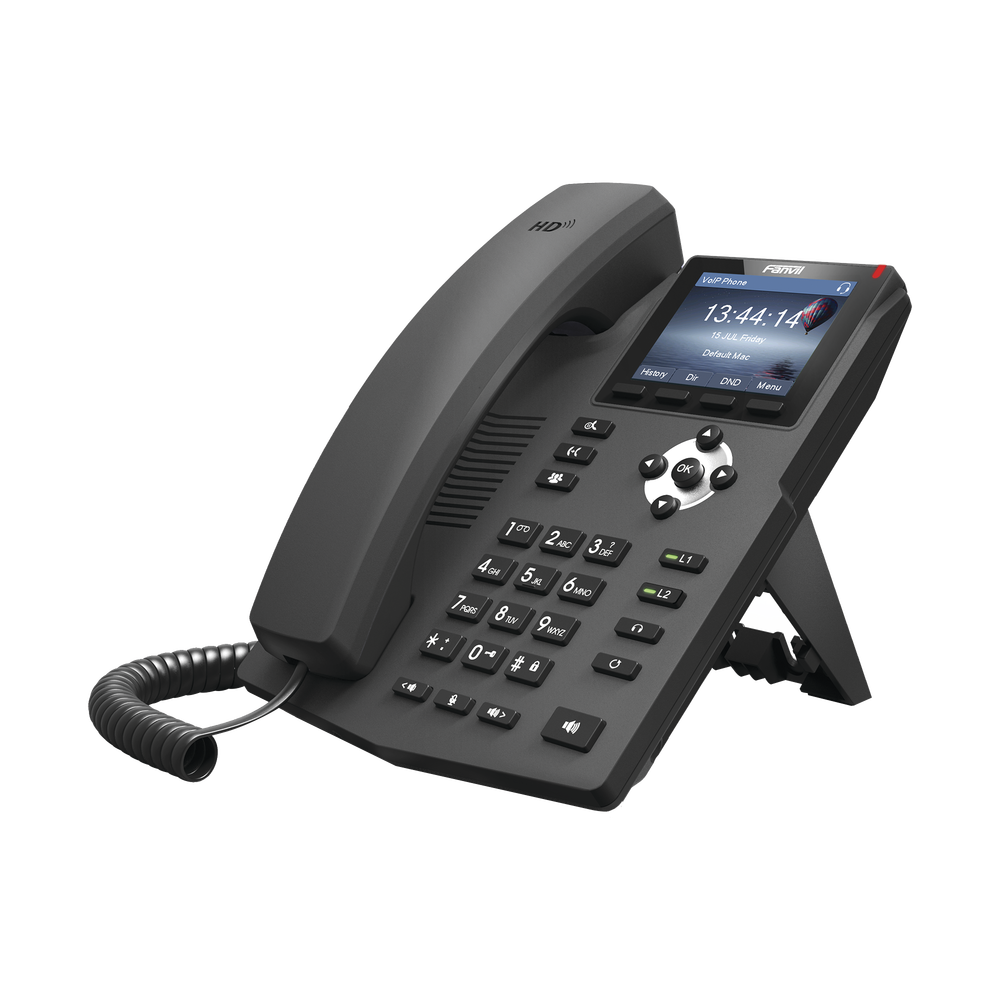 Teléfono IP empresarial para 2 lineas SIP con pantalla LCD de 2.8 pulgadas a color, puertos Gigabit y conferencia de 3 vías, PoE 1 Teléfono IP empresarial para 2 lineas SIP con pantalla LCD de 2.8 pulgadas a color, puertos Gigabit y conferencia de 3 vías, PoE