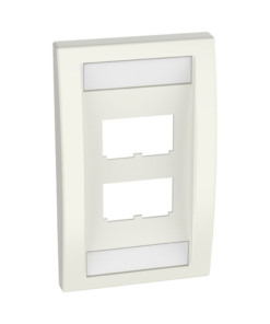 Placa de Pared Vertical Ejecutiva, Salida Para 4 Puertos Mini-Com, Con Espacios Para Etiquetas, Color Blanco Mate - Imagen 4