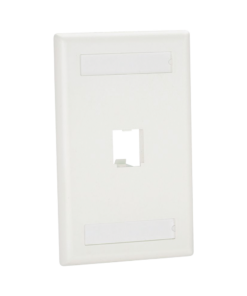 Placa de Pared Vertical Clásica, Salida Para 1 Puerto Mini-Com, Con Espacios Para Etiquetas, Color Blanco Mate