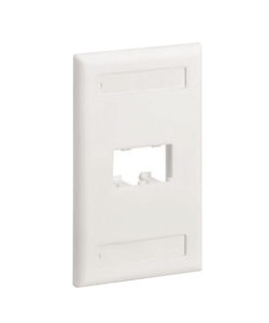 Placa de Pared Vertical Clásica, Salida Para 2 Puertos Mini-Com, Con Espacios Para Etiquetas, Color Blanco Mate