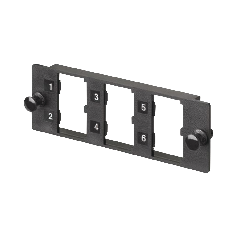 Placa Modular FAP de 6 Puertos Mini-Com, Acepta Módulos de Fibra Óptica, Cobre o Audio y Video, Color Negro 1 Placa Modular FAP de 6 Puertos Mini-Com, Acepta Módulos de Fibra Óptica, Cobre o Audio y Video, Color Negro