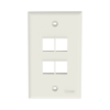 Placa de Pared Vertical, Salida Para 4 Puertos Keystone, Color Blanco Mate 4 Globaltecnoly NK4FNIW l