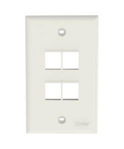 Placa de Pared Vertical, Salida Para 4 Puertos Keystone, Color Blanco Mate