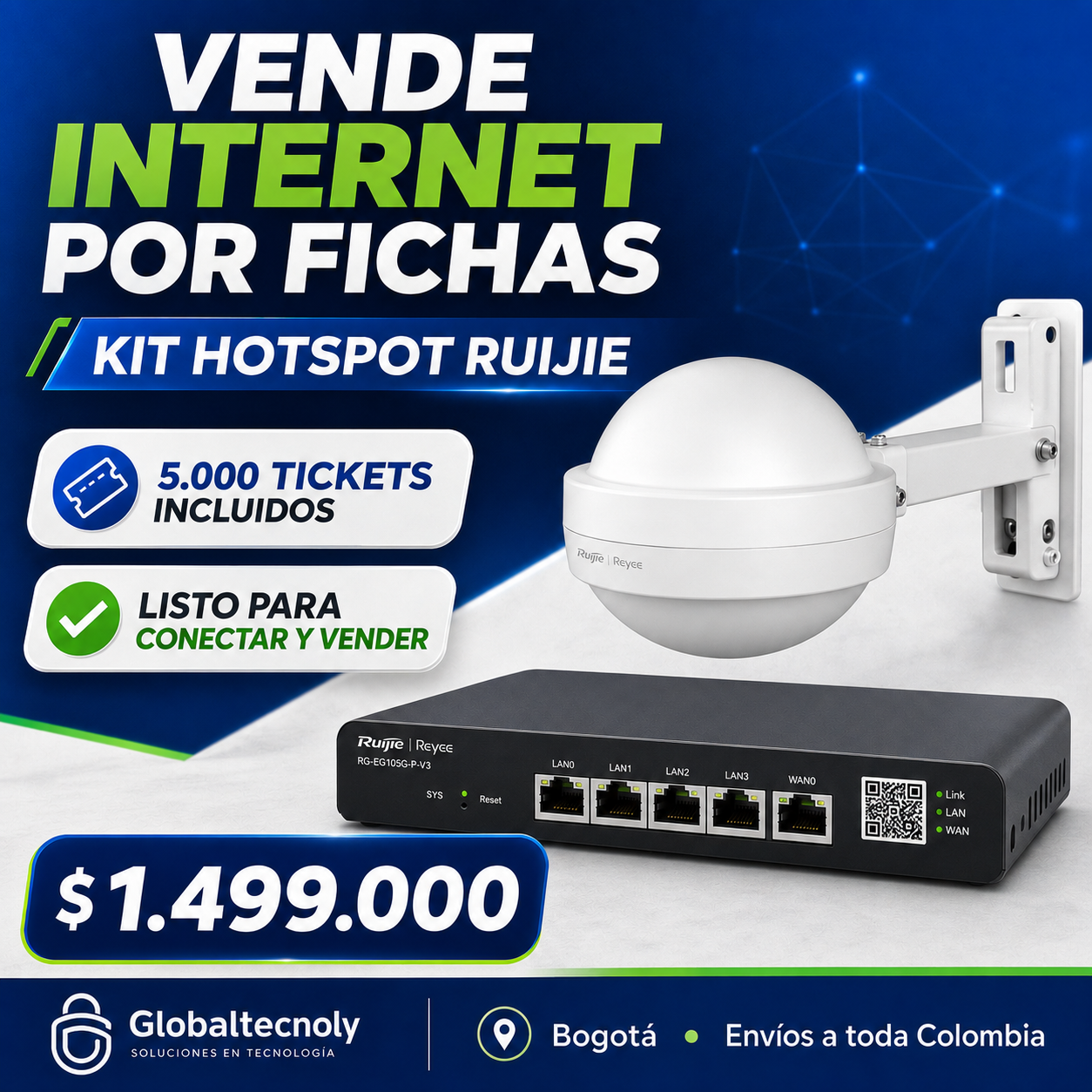 Vende Internet por Fichas | Kit Hotspot Ruijie + 5.000 Tickets 1 Vende Internet por Fichas | Kit Hotspot Ruijie + 5.000 Tickets