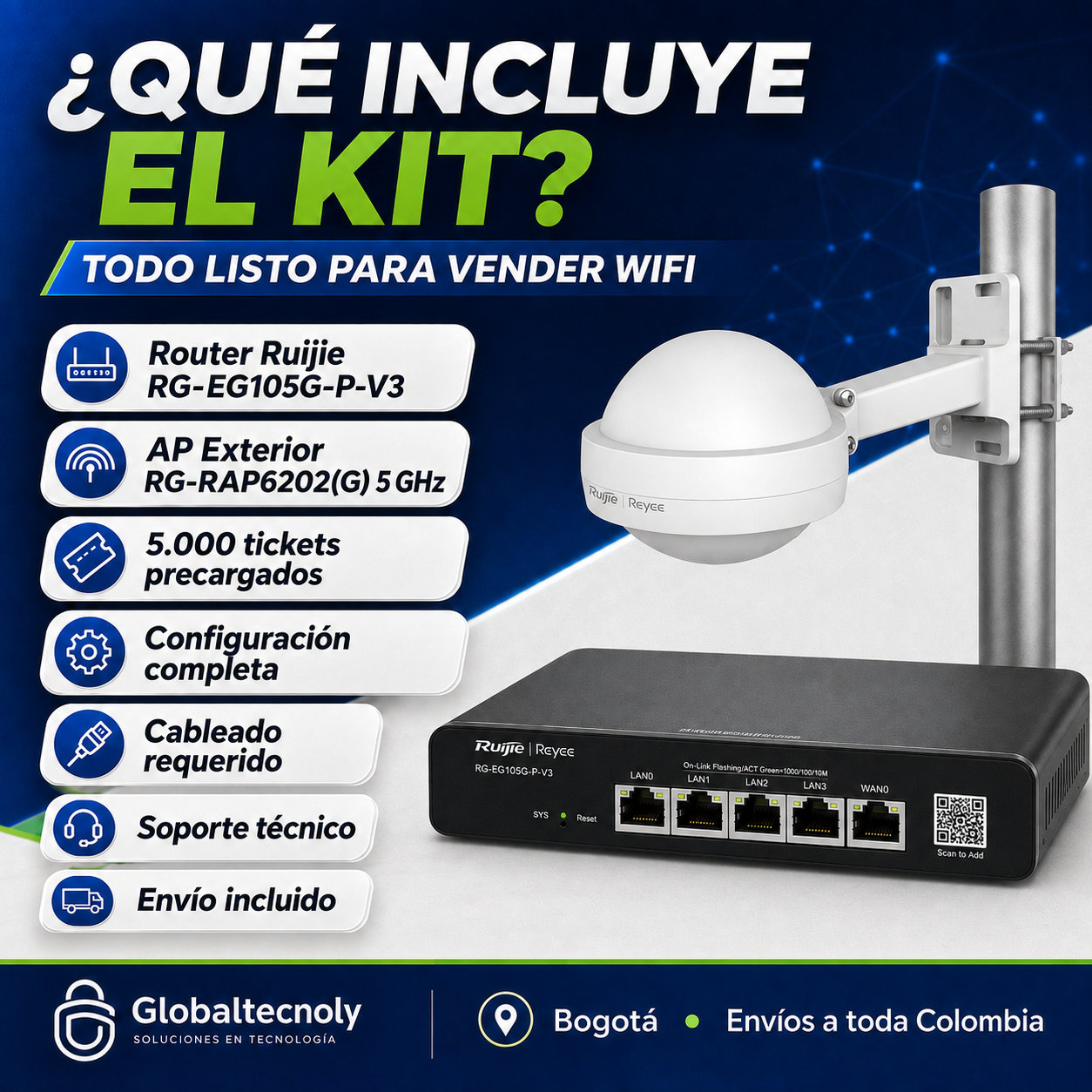 Vende Internet por Fichas | Kit Hotspot Ruijie + 5.000 Tickets 2 Vende Internet por Fichas | Kit Hotspot Ruijie + 5.000 Tickets - Imagen 2