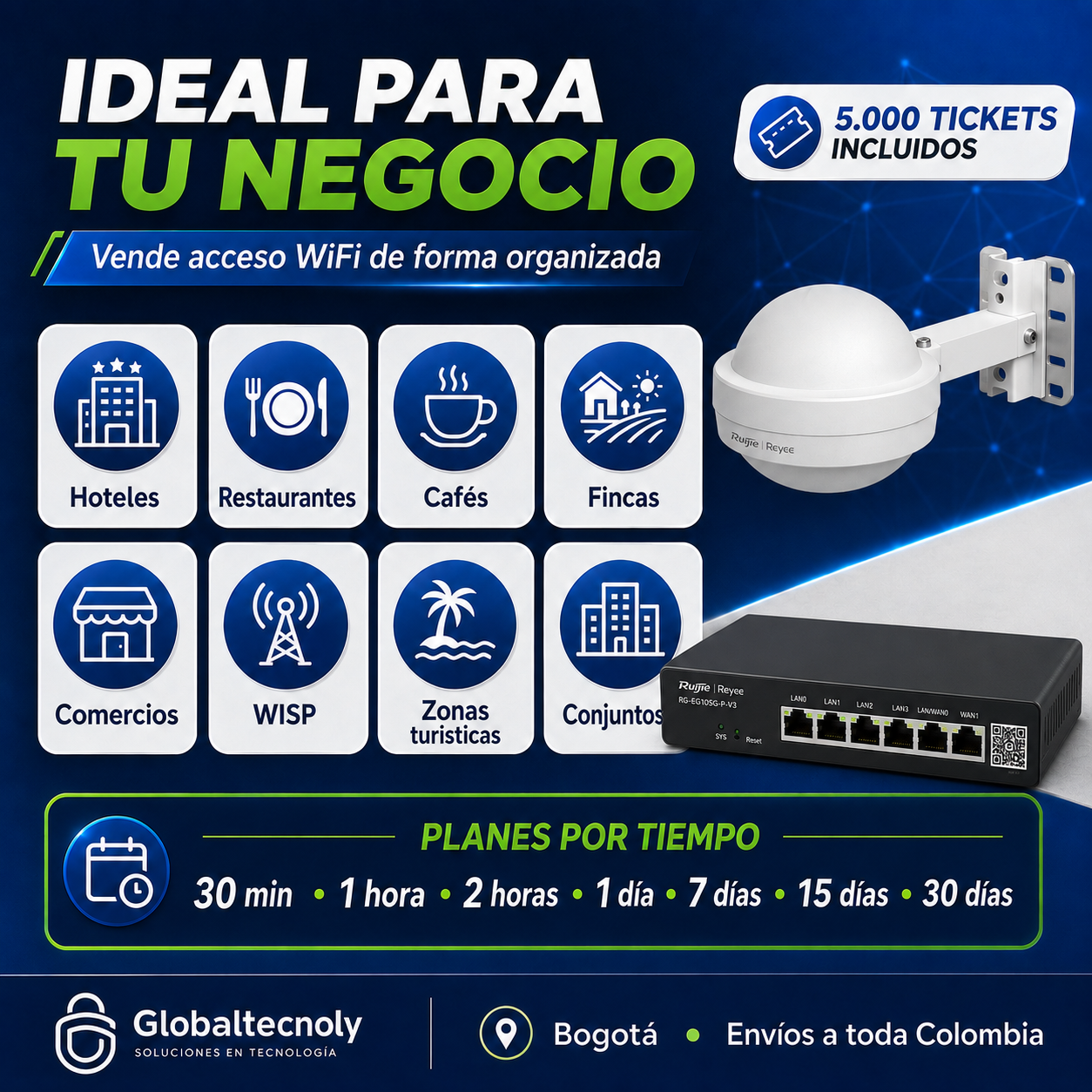 Vende Internet por Fichas | Kit Hotspot Ruijie + 5.000 Tickets 4 Vende Internet por Fichas | Kit Hotspot Ruijie + 5.000 Tickets - Imagen 4