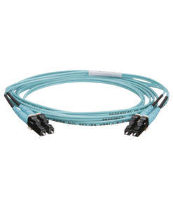 Jumper de Fibra Optica Multimodo 50/125 OM4, LC-LC Duplex, OFNR (Riser), Color Aqua, 2 Metros