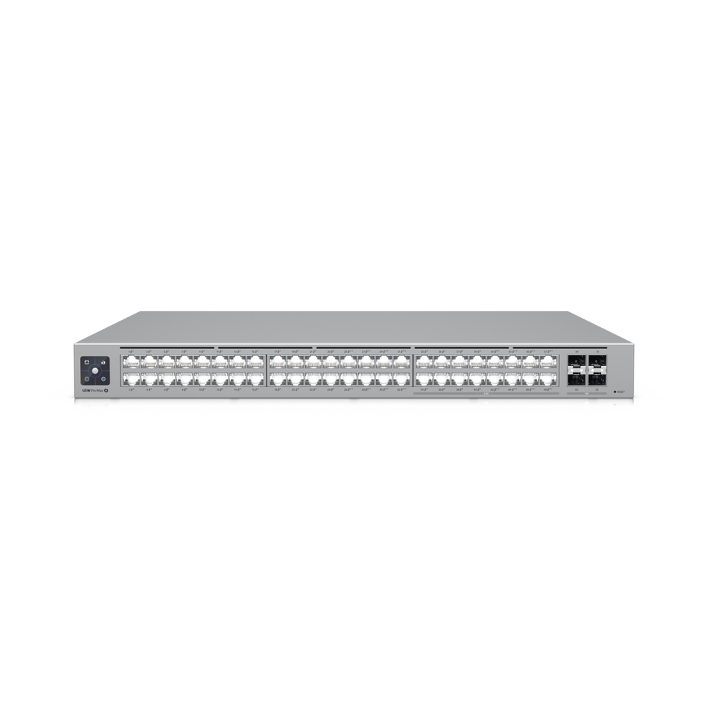 UniFi Switch Pro Max 48 POE, con funciones capa 3, 48 puertos (16 puertos 2.5 GbE (8 POE++ y 8 POE+) y 32 puertos 1 GbE (24 POE+ y 8 POE++)), 2 puertos SFP+ 10G, POE++ 720W, pantalla informativa 1 UniFi Switch Pro Max 48 POE, con funciones capa 3, 48 puertos (16 puertos 2.5 GbE (8 POE++ y 8 POE+) y 32 puertos 1 GbE (24 POE+ y 8 POE++)), 2 puertos SFP+ 10G, POE++ 720W, pantalla informativa