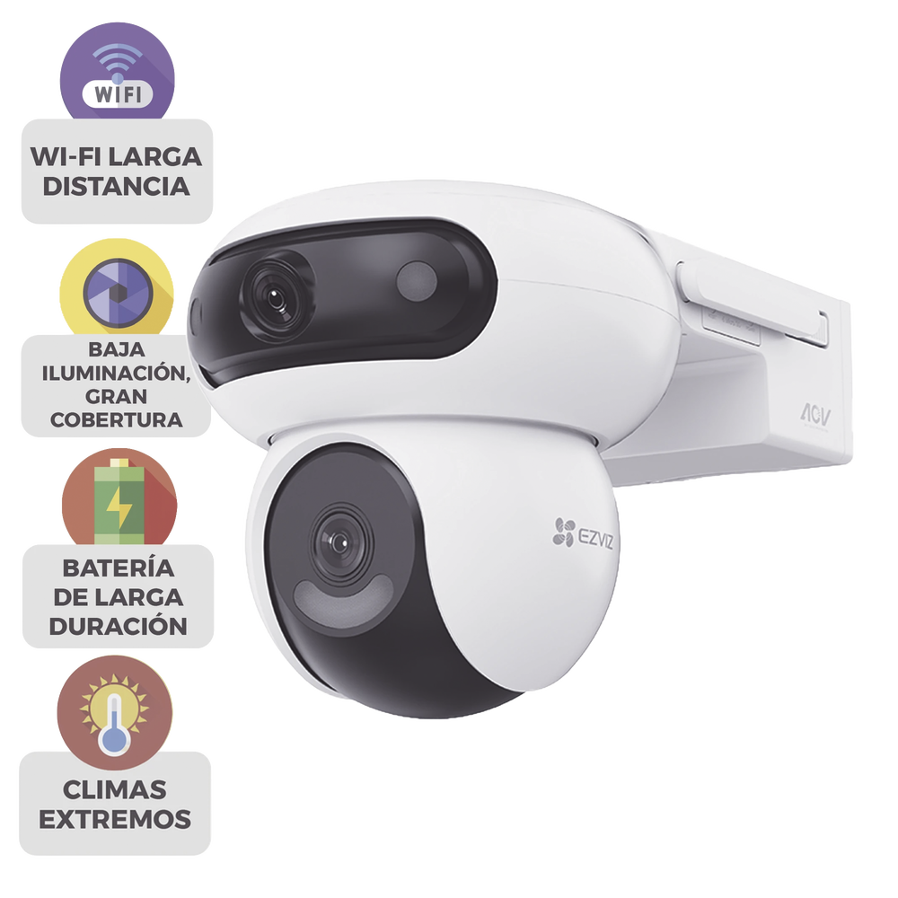 Cámara de Seguridad Dual 4G LTE + WiFi 6 / 4MP + 4MP Dual Lente / 360° Panorámica + 35m Visión Nocturna / Detección IA Humano-Vehiculo / Seguimiento Automático / Almacenamiento MicroSD 512GB + Nube / Resistente a Int 1 Cámara de Seguridad Dual 4G LTE + WiFi 6 / 4MP + 4MP Dual Lente / 360° Panorámica + 35m Visión Nocturna / Detección IA Humano-Vehiculo / Seguimiento Automático / Almacenamiento MicroSD 512GB + Nube / Resistente a Int