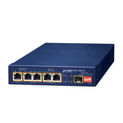 Switch PoE híbrido solar de 5 puertos con 1 puerto SFP 1000X 1 Switch PoE híbrido solar de 5 puertos con 1 puerto SFP 1000X