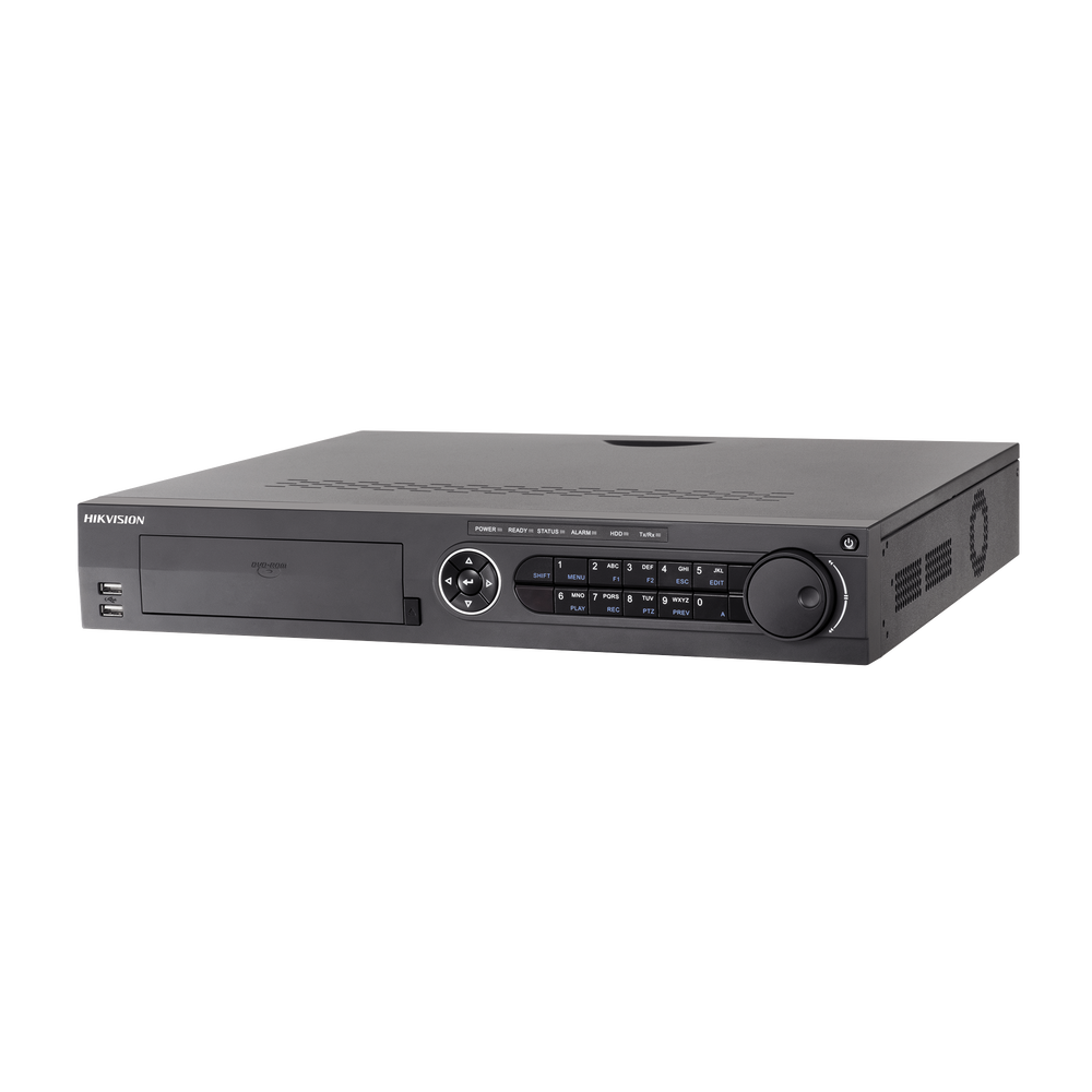 DVR 4 Megapixel / 32 Canales TURBOHD + 16 Canales IP / 4 Bahías de Disco Duro / 4 Canales de Audio / Videoanalisis / 16 Entradas de Alarma 1 DVR 4 Megapixel / 32 Canales TURBOHD + 16 Canales IP / 4 Bahías de Disco Duro / 4 Canales de Audio / Videoanalisis / 16 Entradas de Alarma