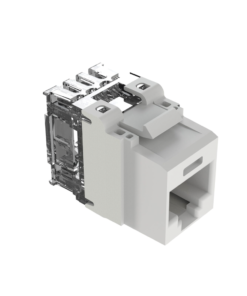 Conector Jack Estilo 110 (de Impacto), Tipo Keystone, Categoría 6A, de 8 posiciones y 8 cables, Color Blanco