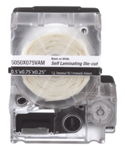 Casete de 200 Etiquetas Autolaminadas de 25.4 x 38.1 mm, para Cables de 3.1 a 7 mm de Diámetro, Área de Impresión Color Blanco