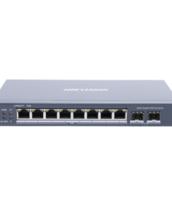 Switch Gigabit PoE+ / Administrable / 8 puertos 10/100/1000 Mbps PoE+ / 2 puertos SFP / configuración remota desde Hik-ProConnect / PoE hasta 250 metros / 110 W